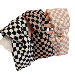 جودة عالية لينة عقال أحمر مع نمط الشطرنج ارتداء النساء اليومي ملحق بسيط - Product Image 1