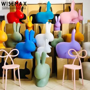 WISEMAX 가구 현대 아이 가구 토끼 모양 오토만 거실을 위한 다채로운 섬유 유리 아이 의자
