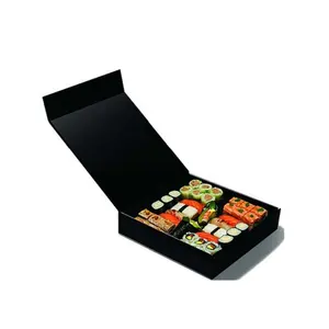 Impresión de logotipo personalizado de lujo, papel de grado alimenticio, embalaje de Sushi, caja para llevar