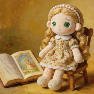 Poupée bouclée de conte de <span class=keywords><strong>fées</strong></span> de haute qualité : Douceur de printemps avec bandeau perlé, poupée en peluche personnalisée, cadeau pour enfants - Product Image 1