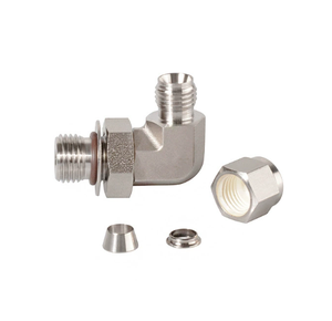 Conector de <span class=keywords><strong>Ángulo</strong></span> Recto Ajustable de <span class=keywords><strong>Doble</strong></span> Férula para Tubería Métrica de Acero Inoxidable SS316 de 2-50 mm - Product Image 2