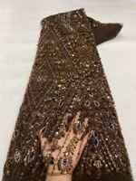 NI.AI Nouvelle Arrivée Tissu en Dentelle Brodé de Fleurs Scintillantes et de Perles, Tulle Brodé pour Fêtes