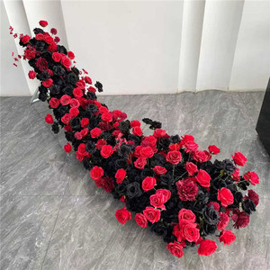 Rangée <span class=keywords><strong>de</strong></span> fleurs artificielles, arrangement floral <span class=keywords><strong>de</strong></span> roses rouges <span class=keywords><strong>et</strong></span> noires, panneau <span class=keywords><strong>de</strong></span> fleurs artificielles, <span class=keywords><strong>centre</strong></span> <span class=keywords><strong>de</strong></span> <span class=keywords><strong>table</strong></span> pour arche <span class=keywords><strong>de</strong></span> mariage, toile <span class=keywords><strong>de</strong></span> fond, fête à domicile - Product Image 1