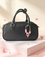 Breloque de sac personnalisée en forme de cœur imprimé léopard avec perles, pendentif de sac à main fait main, accessoire de mode, cadeau