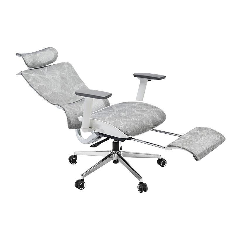 Gray executive chair with footrest & full-web cushion