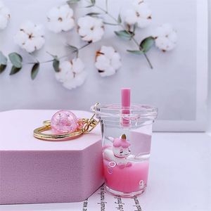 Creative Acrylic Liquid Keychain Unicorn Daisy <b>Floating</b> Keychain Charm Bag Pendant Kids Gift - Product Image 4
