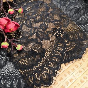 Adorno de encaje elástico para pestañas, accesorio para ropa, decoración, encaje ancho, 2 colores, negro, 25cm de ancho - Product Image 5