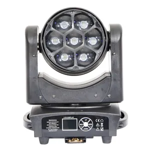 7PCS 40W LED Stage Light RGBW Spot Wash Beam Moving Head 4 in 1 Hawk Eye Zoom Bar Disco