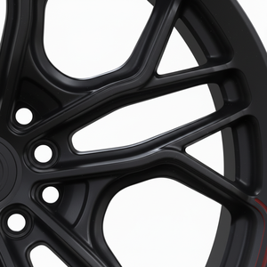 Jantes en aluminium forgé sur mesure, noir satiné avec ligne rouge fraisée, jantes de course à rayons en Y - Product Image 4