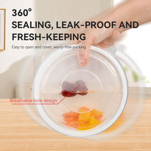 Contenants ronds en plastique PP de 500 ml pour salades à emporter, compatibles micro-ondes, <span class=keywords><strong>sans</strong></span> BPA, empilables, avec couvercle transparent, bol à soupe épaissi - Product Image 4