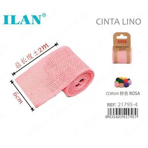 ริบบิ้นอิลัน ซินต้า ลิโน ขนาด 6 ซม. x 2 ม. สีชมพู สำหรับงานประดิษฐ์และตกแต่ง - Product Image 1