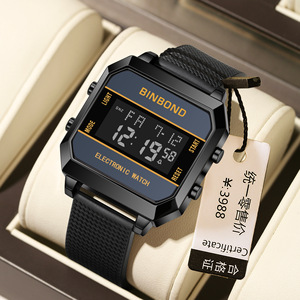 Reloj de Hombre Multifuncional BINBOND D081, Reloj Despertador, Cronógrafo, Puntero, Caja de Resina y Acero Inoxidable, Movimiento de Cuarzo - Product Image 3