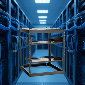 Rack de red de marco abierto de 12U, 23 pulgadas de profundidad, con estantes metálicos ventilados, para montaje en pared o suelo, para redes. - Product Image 2