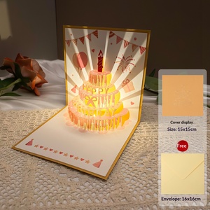 Carte de vœux d'anniversaire rectangulaire 3D stéréoscopique avec éclairage musical, étoiles lumineuses haut de gamme et enregistrement de vœux, pour l'exportation - Product Image 6