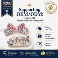 Barrette de luxe rose à strass avec nœud, style princesse, anti-traction, pour chien, accessoires pour chiots Maltese et Yorkie