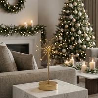 Lumière de table moderne en forme de branche d'arbre d'or avec fil de cuivre blanc chaud, thème féerique pour la décoration de Noël à la maison