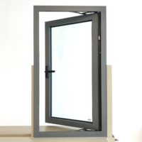 Ventanas francesas de alto impacto para sótanos, ventanas abatibles de aleación de aluminio.
