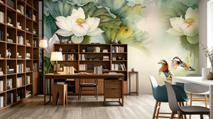 Custom Waterproof <strong>Canvas</strong> 3D <strong>Wall</strong> Mural Wallpaper Flower Duck Lotus Chinese Style Oil Painting Bedroom Living Room Peel and Stick - Product Image 5