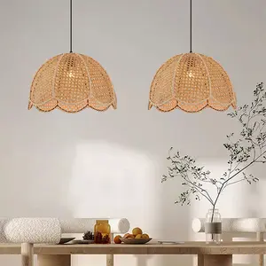 New Modern Chinese Hanging Lamp Retro Led Lighting Bohemian Rattan Chandelier