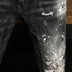 Vente en gros d'usine Jeans déchirés vintage délavés pour hommes Jeans épissés pour hommes Jeans tendance pour hommes - Product Image 4