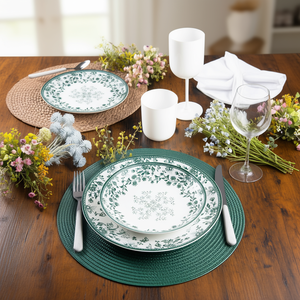 Excelsa Round Placemats Set Of 6 Green 36x36 Cm <b>Plastic</b> <b>Table</b> Mats - Product Image 3
