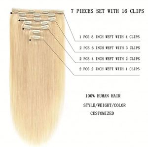Clip in Ombre Hair Clip in Hair Loose <b>Wave</b> <b>Body</b> <b>Wave</b> 100% Remy Human Hair Ombre Blonde Clip in Hair Extension 7 Pieces Clip Hair - Product Image 5