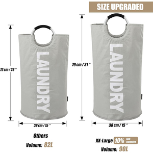 Oxford Fabric Laundry Hamper Clothes Laundry <b>Basket</b> with Aluminum Ring Handle - Product Image 2