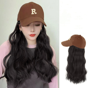 MIO moda wave berretto da baseball parrucca lunghi <span class=keywords><strong>ricci</strong></span> parrucca <span class=keywords><strong>capelli</strong></span> sintetici extension naturale alla ricerca di parrucche cappello da baseball - Product Image 2