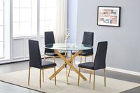 Ensemble de table et chaises de salle à manger en verre transparent rond de haute qualité avec quatre sièges