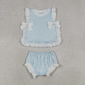 Longlv Baby Girls Boys 2 Piece Plaid Sleeveless Top and Diaper Sets Breathable Summer Casual Boutique Outfits - Product Image 6