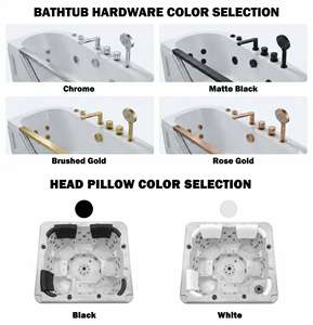 Baignoire <span class=keywords><strong>spa</strong></span> à remous double HG 1,8 m <span class=keywords><strong>avec</strong></span> douche intégrée et barre d'appui de sécurité, baignoire autoportante moderne à jets - Product Image 3