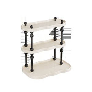 Cup Storage Rack 3 Tier Cream White Oval Desktop Shelf With Stand For Kitchenware Organization - Product Image 5