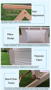 Oxford Vải Mạnh Mẽ Bằng Gỗ Tải Cao Ghế Bãi Biển Bãi Biển Gấp Ghế Phòng Chờ Di Động Với Gối - Product Image 4