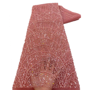 NI.AI nijerya boncuklu ve pullu Net dantel gelin işlemeli tül dantel kumaş ile inciler kadın düğün parti malzeme - Product Image 2