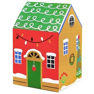 Christmas House Shaped Gift <b>Boxes</b>, Paper Candy Treat <b>Boxes</b> with Handles for Holiday <b>Party</b> - Product Image 2