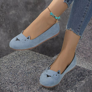 Zapatos Planos de Tela con Cabeza de Gato Bordada para Mujer, Primavera/Verano 2025, Cómodos, Casuales, Negros, Modernos, para Mamá - Product Image 3