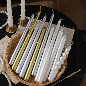 Bougies coniques fines et hautes, non parfumées, personnalisables, avec autocollants nacrés DIY tendance, pour la décoration créative du Ramadan, Diwali, Halloween et des mariages - Product Image 2