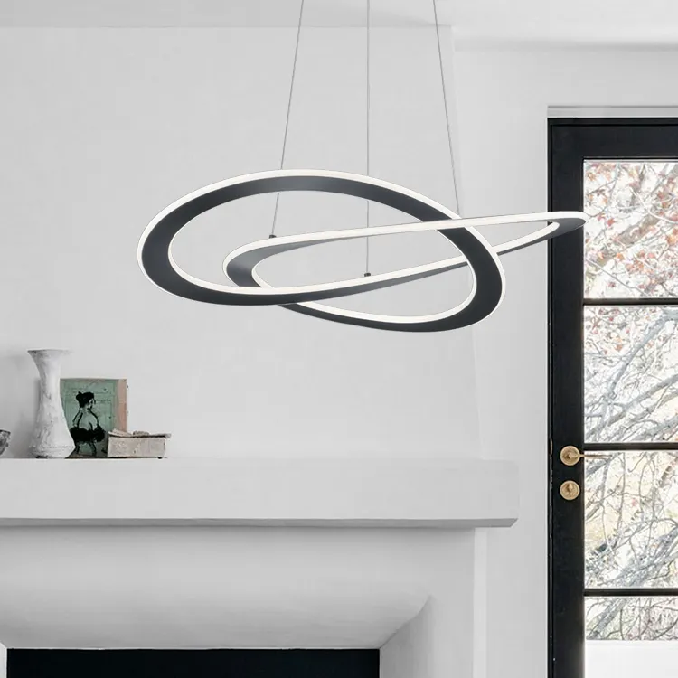 Moderne Stijl Verlichting Voor Thuis Led Zwart Hanglamp Aluminium Hanglamp Eetkamer Verlichting