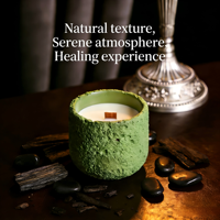 Pot à bougie en ciment coloré avec mèche en bois, bougie à la cire de soja, aromathérapie, bougie artisanale, respectueuse de l'environnement, style classique