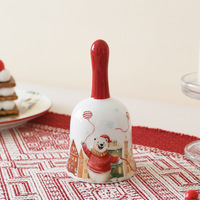 Cloche de table en céramique en forme d'ours polaire pour Noël, cloche de dîner festive pour la décoration de table de Noël à la maison, vente en gros