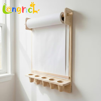 Tableau de dessin inspiré de Montessori pour enfants avec étagère de rangement et distributeur de rouleaux de papier pour salon et chambre