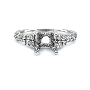 Bague de fiançailles et d'anniversaire de mariage en or blanc massif 18 carats de haute qualité, sertie de diamants naturels taille baguette, classique et semi-éclatante - Product Image 1