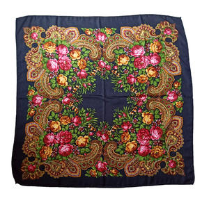 Fabricant de foulards de tête vendus à chaud châles 80*80cm imprimé de fleurs femmes polyester carré <span class=keywords><strong>Ukraine</strong></span> foulards russes - Product Image 2