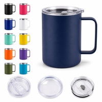 Cangkir Bir Baja Anti Karat dengan Logo Kustom, Terukir Laser, untuk Kantor dan Berkemah, Tumbler Kopi Terisolasi dengan Gagang