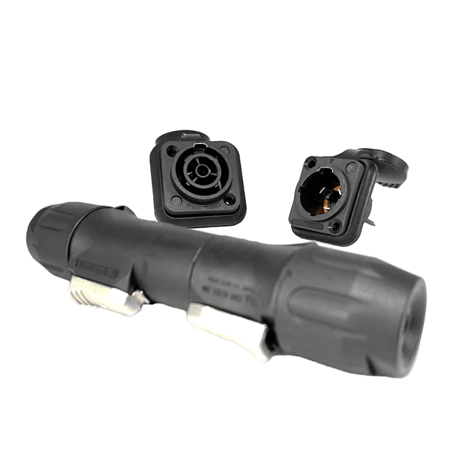 ROHS Approved Black Powercon True1 Top Locking Male 3P 10A Brass IP67 Waterproof Audio & Video Cable Connector