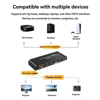Commutateur 5 entrées 1 sortie avec résolution 4K, construction métallique, télécommande