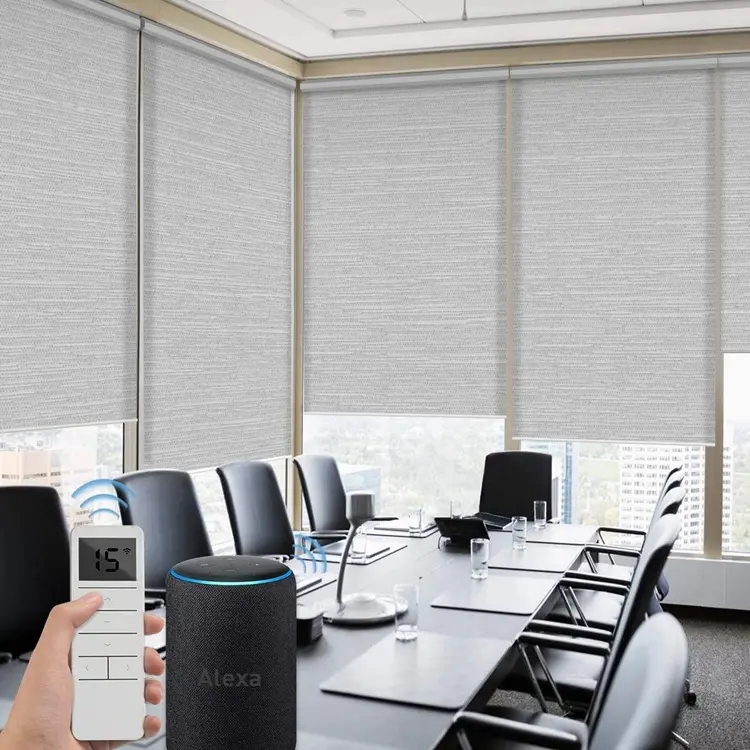 Professional alexa wifi electric automatic smart motorized cortina roller window blinds shade for office building