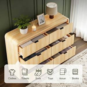 Cómoda de Dormitorio Empotrada de 54 Pulgadas de Ancho con Seis Cajones, Perillas Metálicas de Perfil Curvo, Diseño Moderno para Sala de Estar - Product Image 3