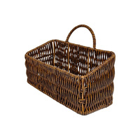 Panier de rangement rectangulaire en osier de luxe, portable et mural, pour cuisine et salle de bain, idéal pour les légumes (gingembre, ail, oignon) et les fleurs