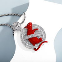 Collier pendentif rond micro-pavé CZ coloré, ensemble complet de bijoux en zircone pour hommes et femmes